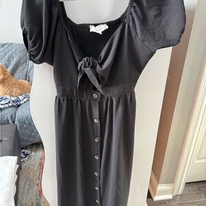 Elegant Black Button-Down Dress